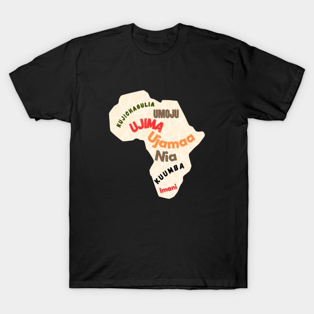 Kwanzaa African Continent Map T-Shirt by H.E.R.  World 